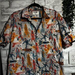 Space & Rockets Multicolor Casual Button Down Shirt